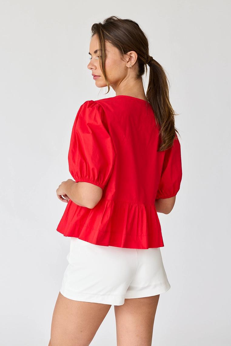 Hailey Bow Tie Detailed Blouse - Red