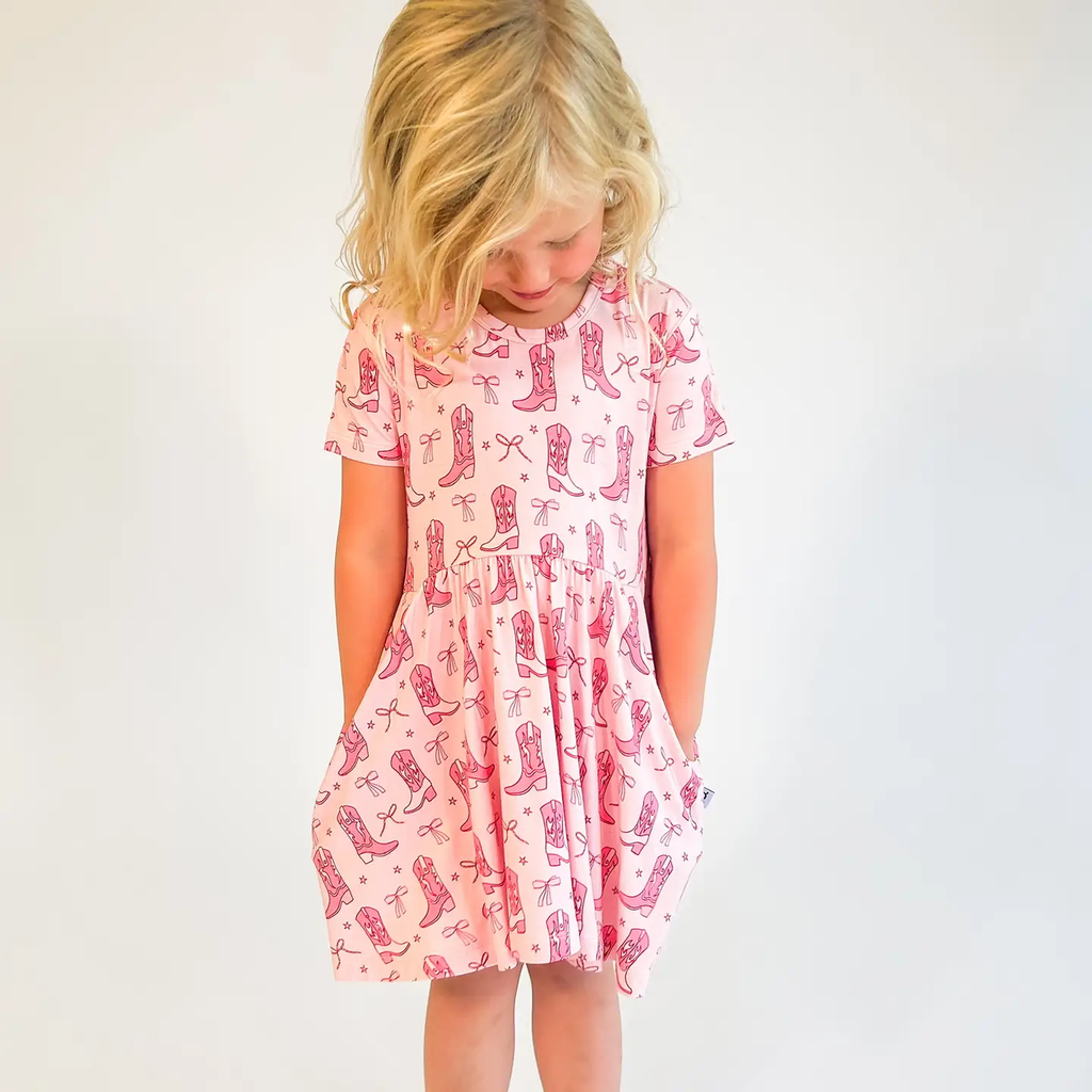 Boots & Bows - Short Sleeve Pocket Dress