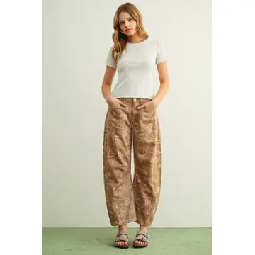 Paisley Print Washed Pants
