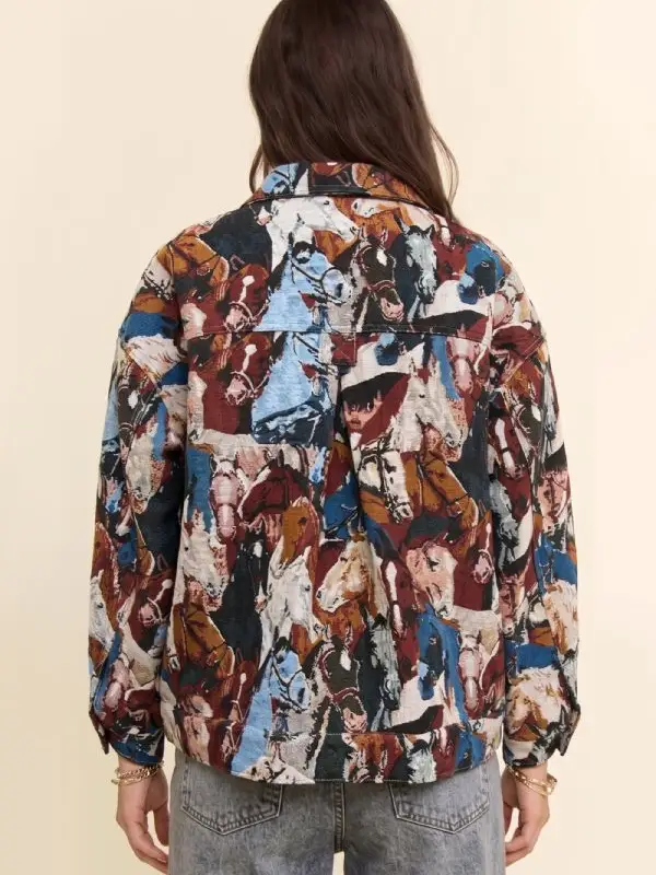 Equestrian Horse Print Tapestry Jacket