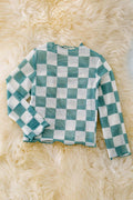 Cameo & White Checkered Mesh Top