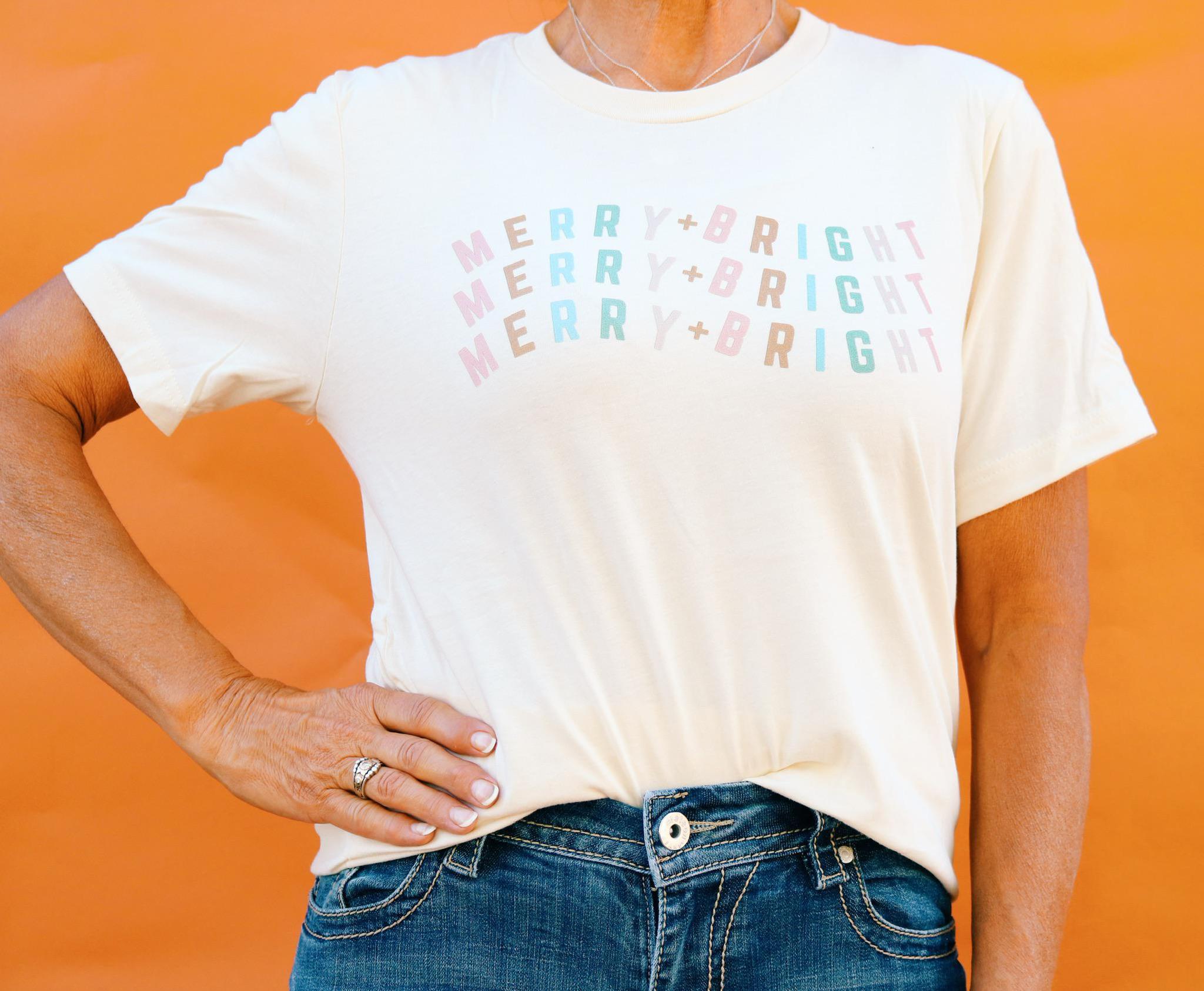 MERRY & BRIGHT RETRO T SHIRT