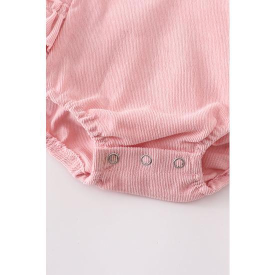 BLUSH VELVET RUFFLE BABY ROMPER