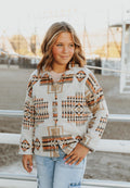KIDS AZTEC PRINTED SHACKET - KHAKI