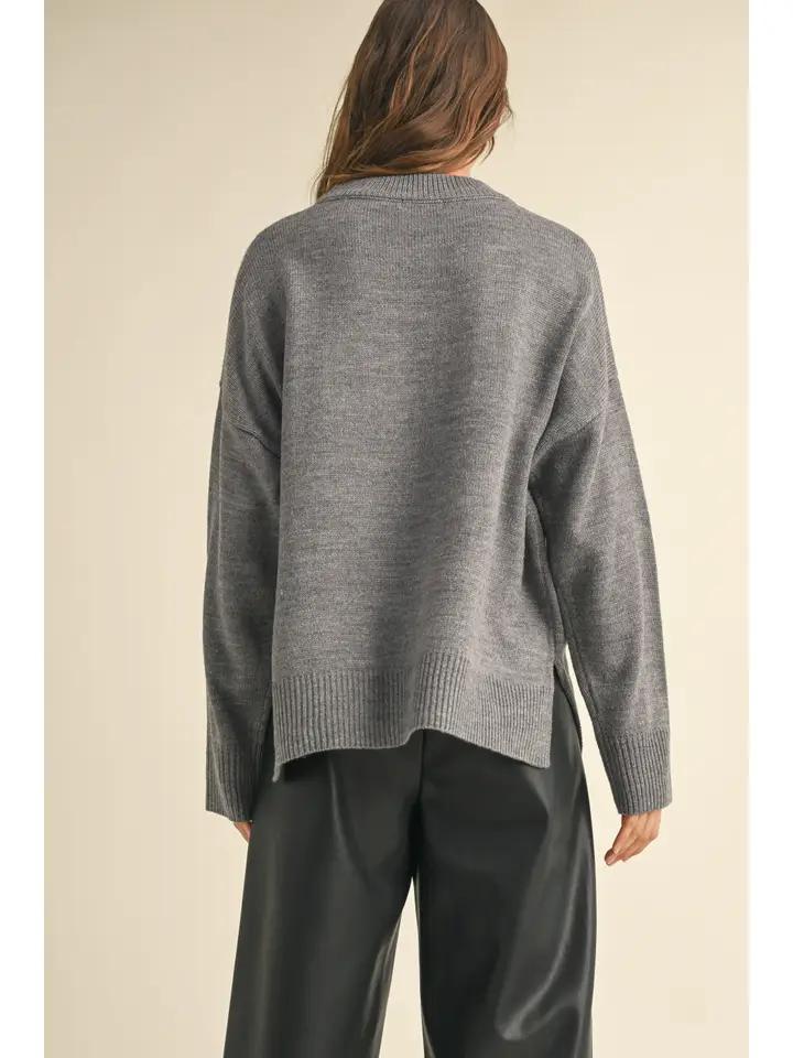 Apres Ski Letter Front Sweater Top - Grey