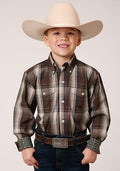 BOYS L/S SHIRT   AMARILLO Y/DYED PLAIDS - COTTON  1227 PINEWOOD PLAI