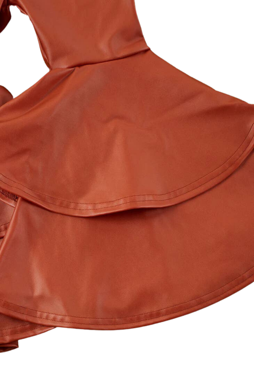 LEATHER DOUBLE LAYER BELL BOTTOMS - RUST