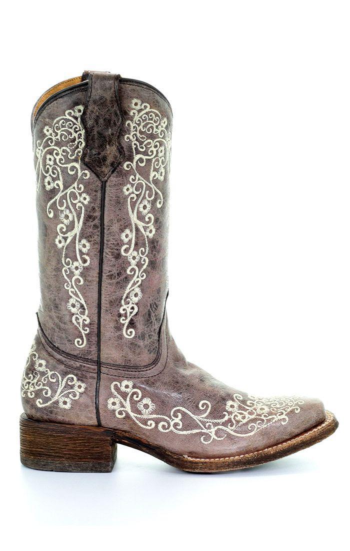 TN BROWN/ BONE EMBROIDERY SQ. TOE A2980