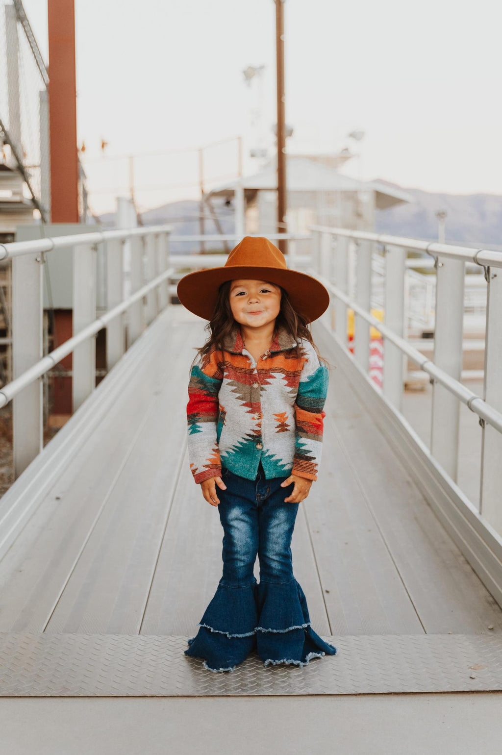 KIDS AZTEC PRINTED SHACKET - BLUE, RUST, RED