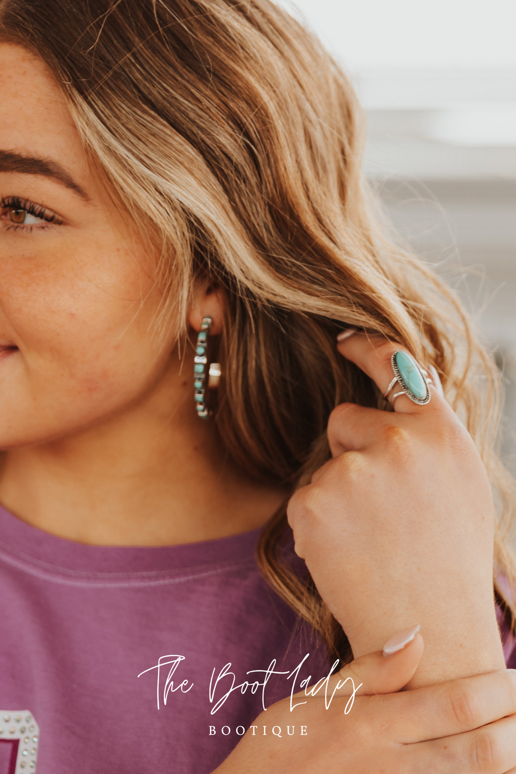 LONG OVAL ADJUSTABLE TURQUOISE RING