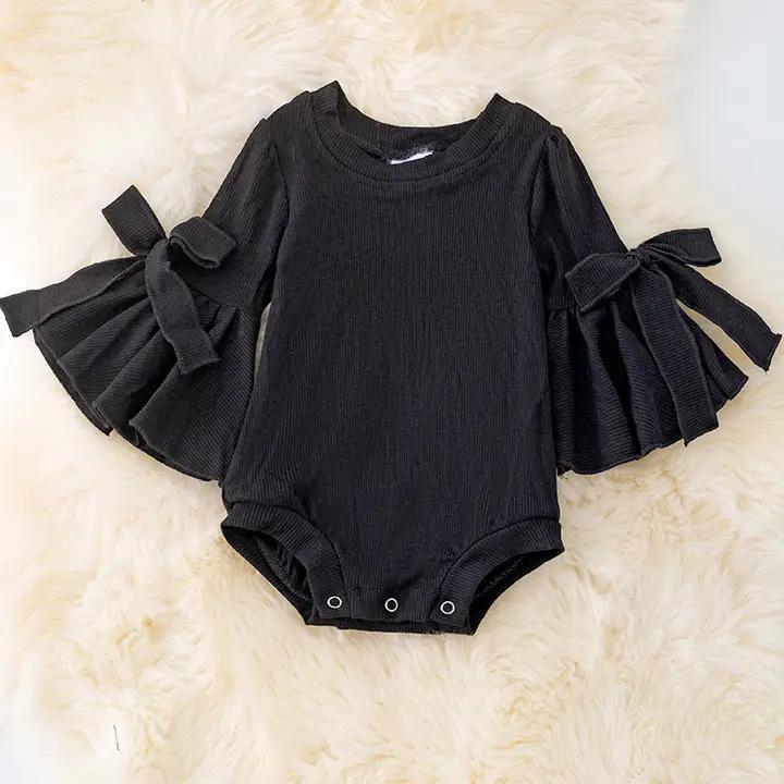 Black Bell Sleeve Onesie with Snaps