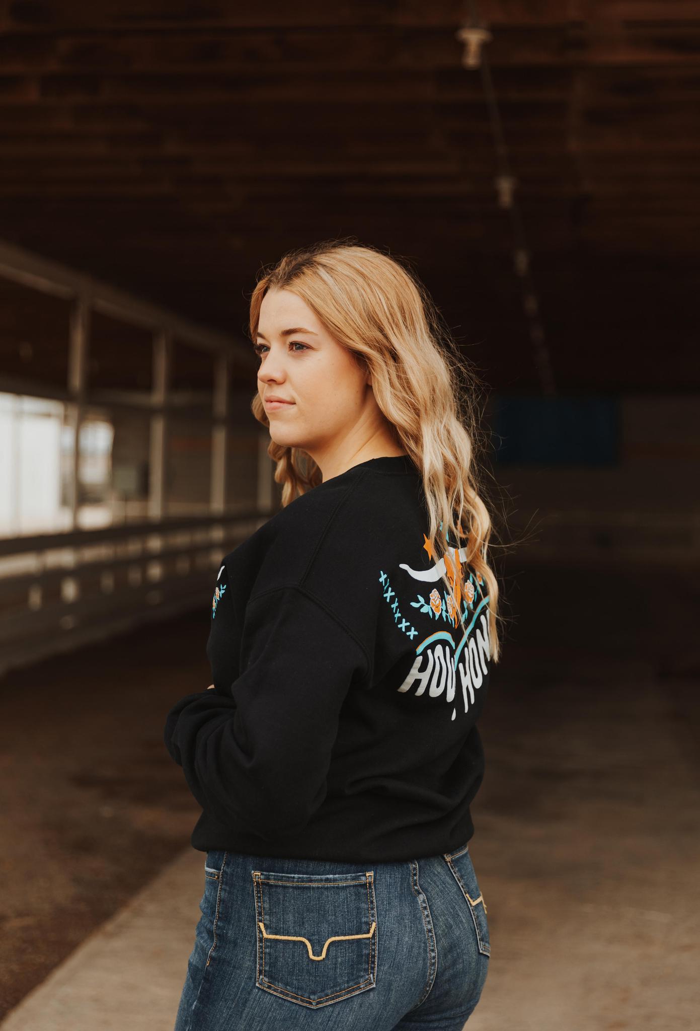 HOWDY HONEY CREWNECK SWEATSHIRT - BLACK