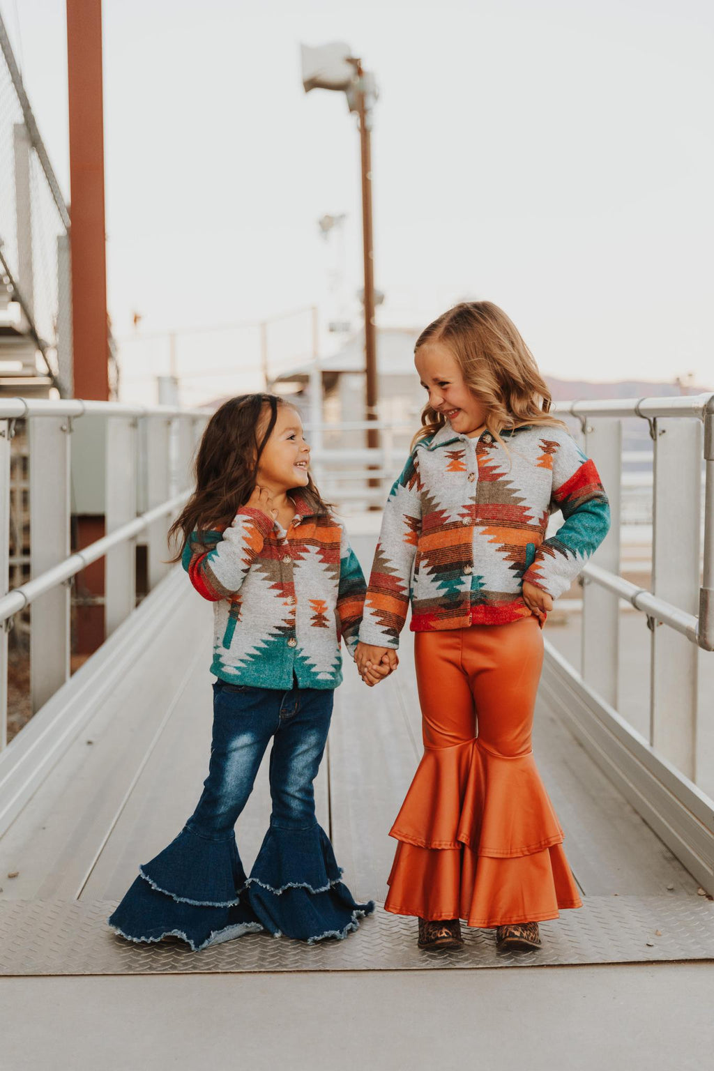 KIDS AZTEC PRINTED SHACKET - BLUE, RUST, RED
