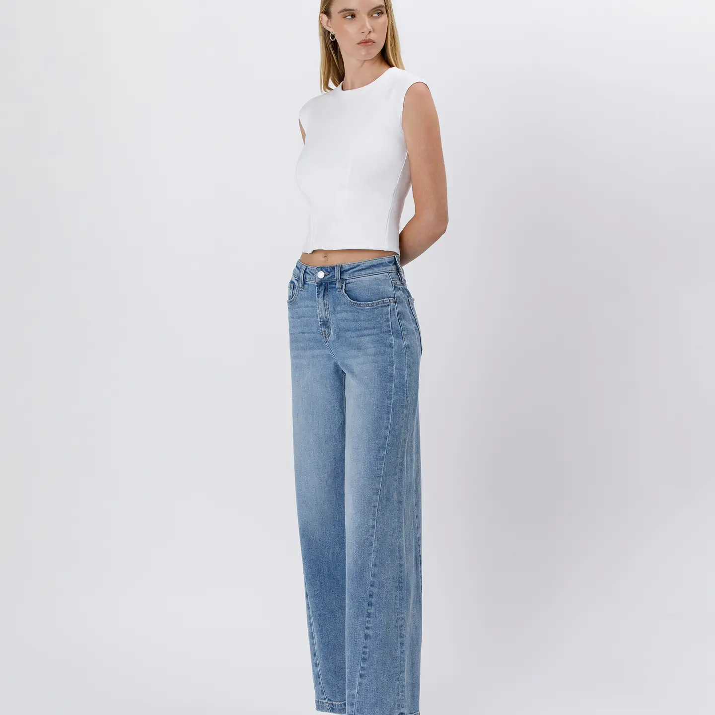 High Rise Seam Detail Palazzo Jeans | ENTHUSE