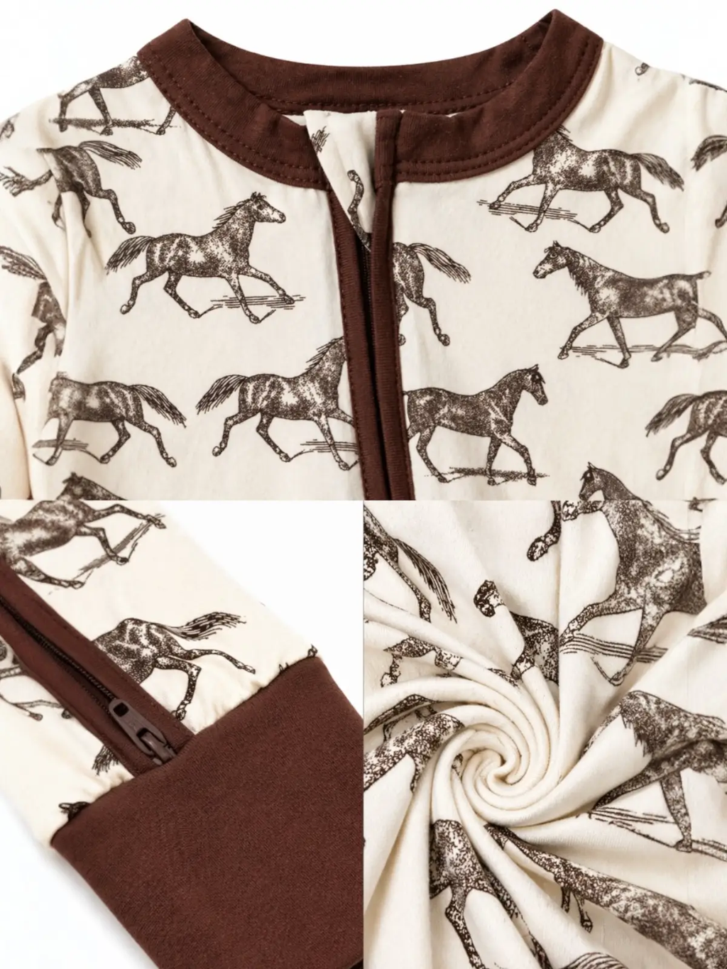 2-Way Zip Romper, Wild Mustang