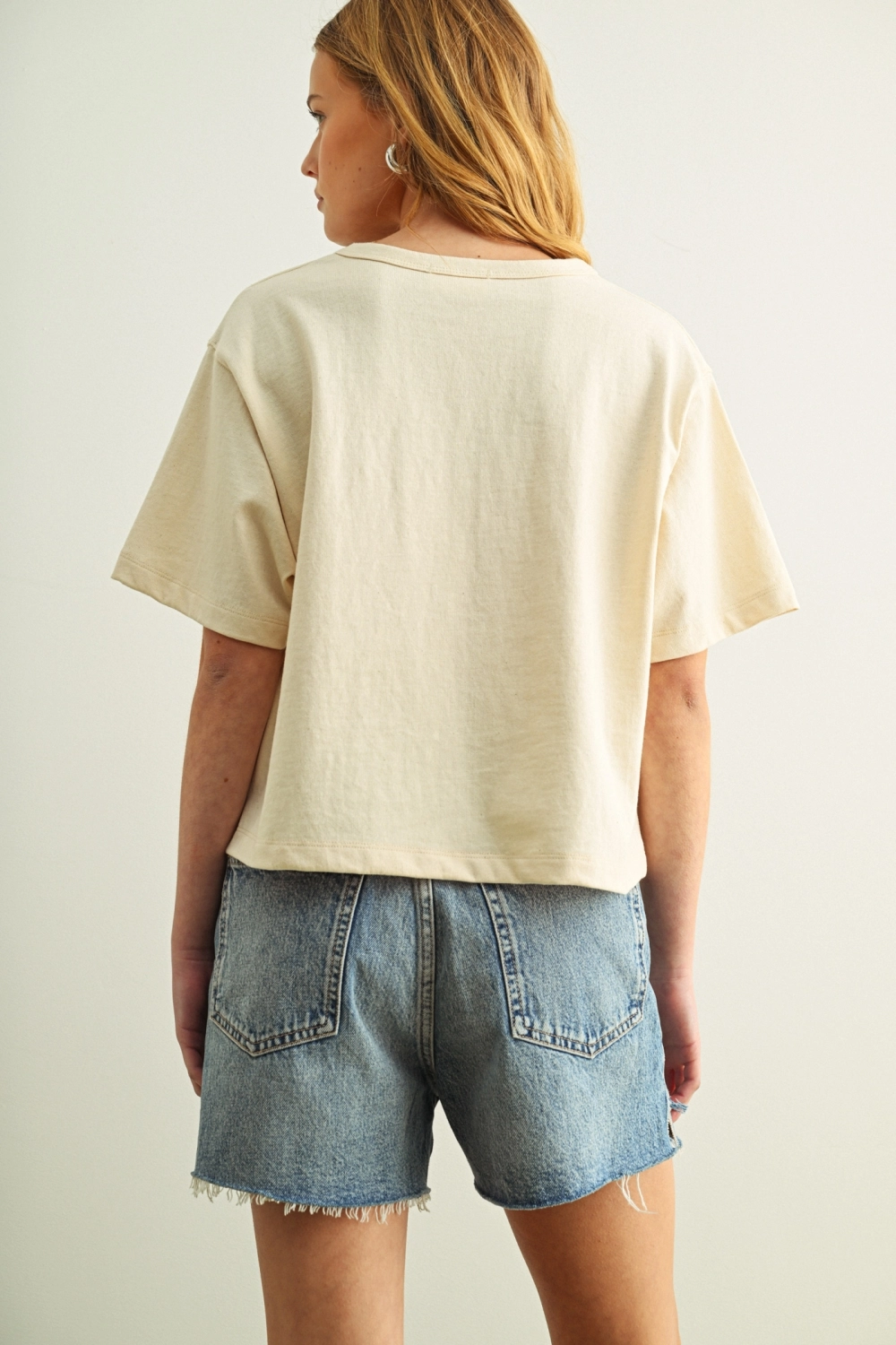 Short Sleeve Linen Knitted Top - Oatmeal