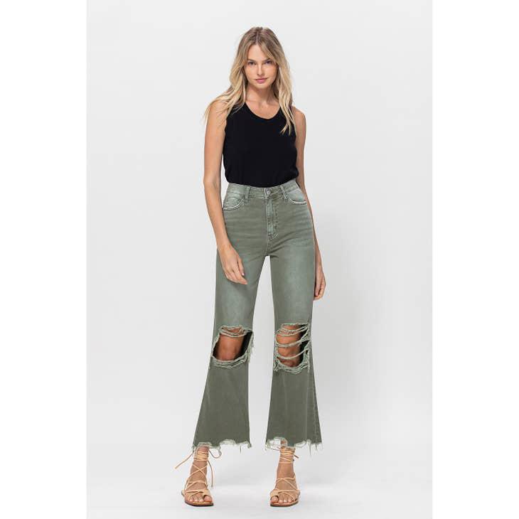 90S VINTAGE CROP FLARE - ARMY GREEN