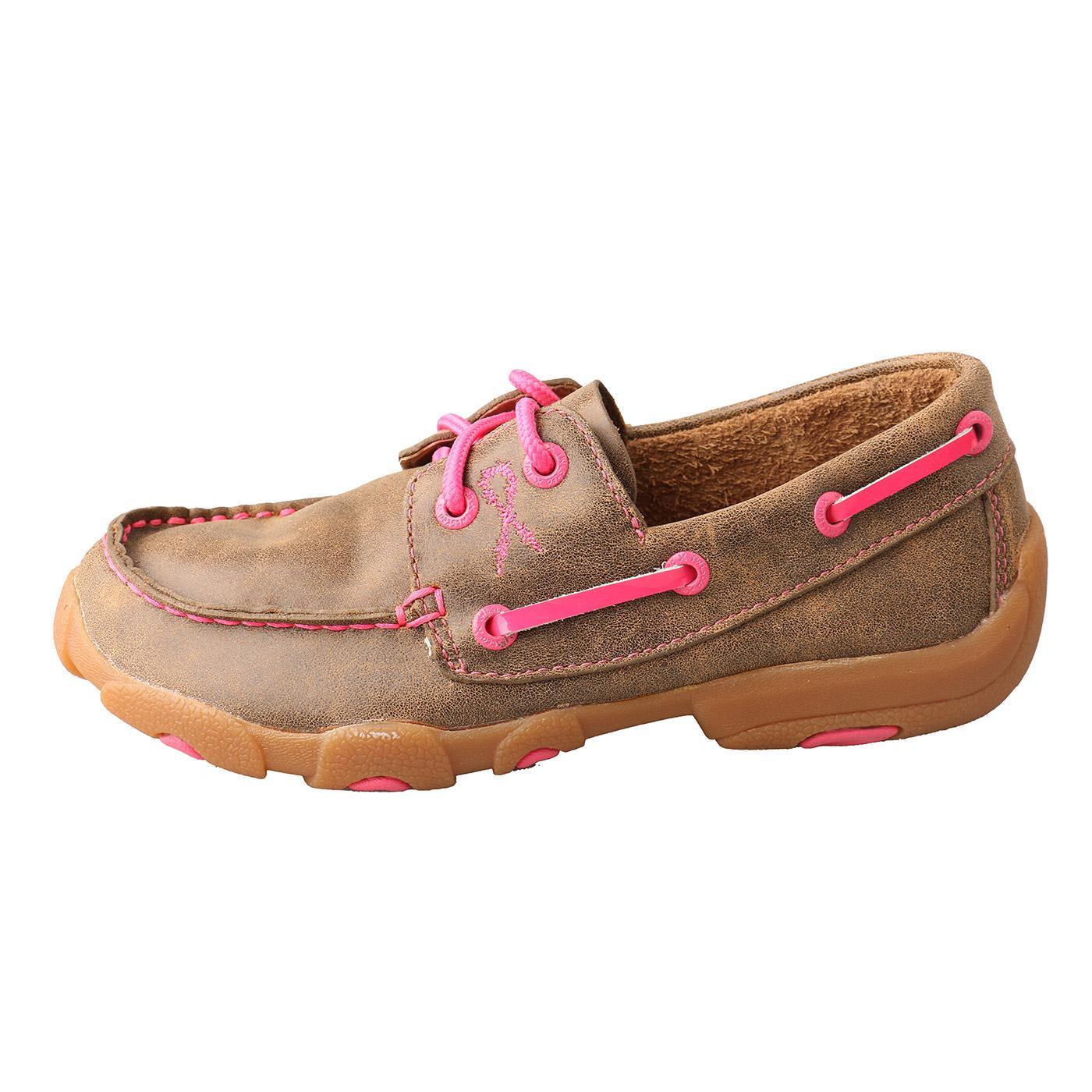 YOUTH DRIVING MOCCASINS BOAT/NEON PINK YDM0015