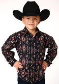 BOYS L/S SHIRT   SNAP PRINTED VERTICAL DESIGN  1300 BLANKET STRIPE