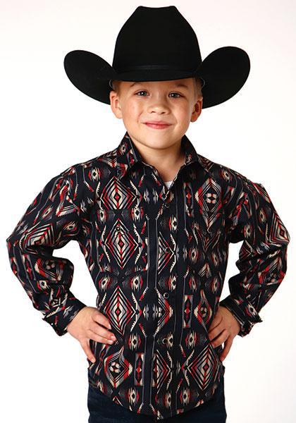 BOYS L/S SHIRT   SNAP PRINTED VERTICAL DESIGN  1300 BLANKET STRIPE
