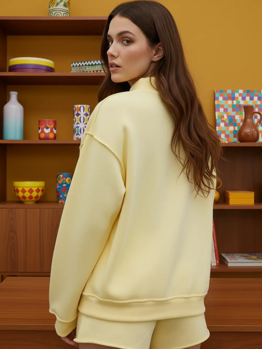 MOTHER | 'mother' Embroidered Mock Neck Sweatshirt