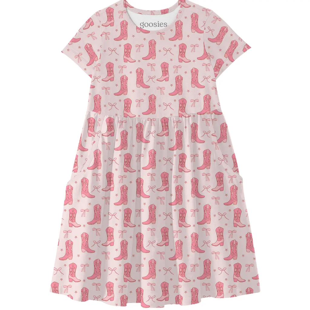 Boots & Bows - Short Sleeve Pocket Dress