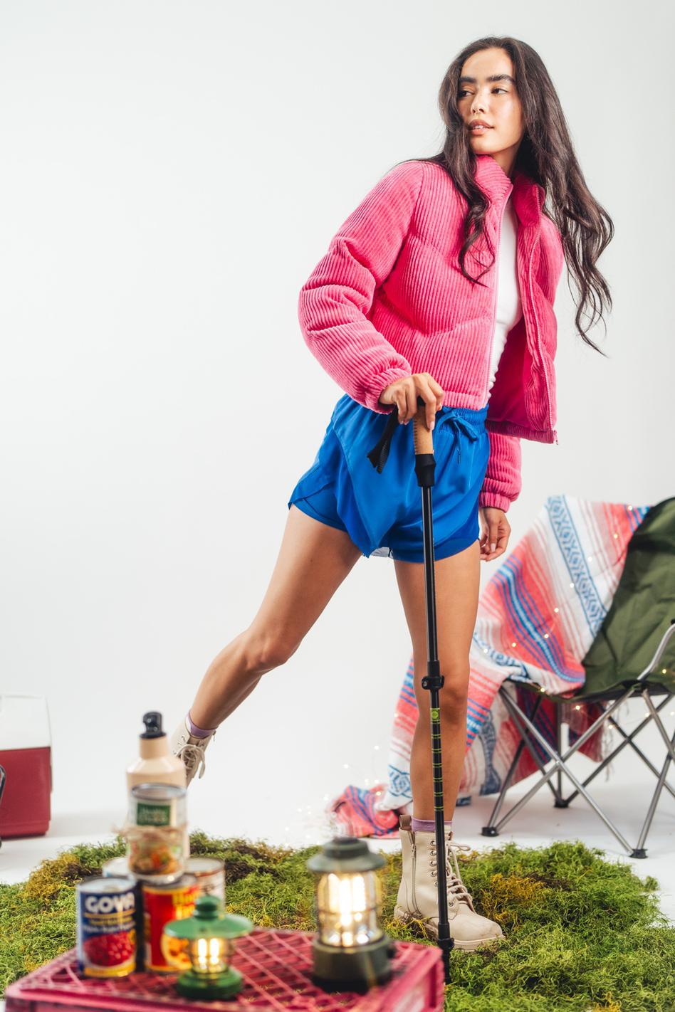 Corduroy Puffer Jacket - Pink