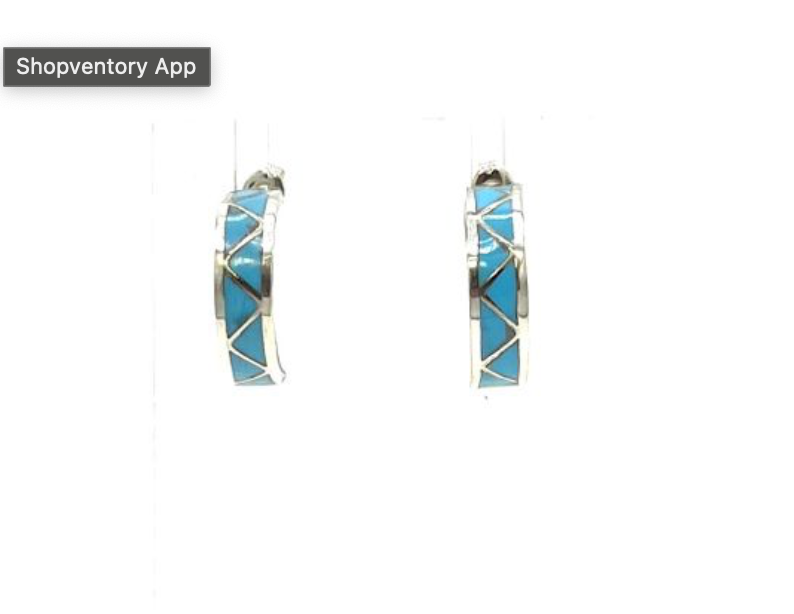 Navajo Handmade Kingman Turquoise Earrings-Rodger Morgan