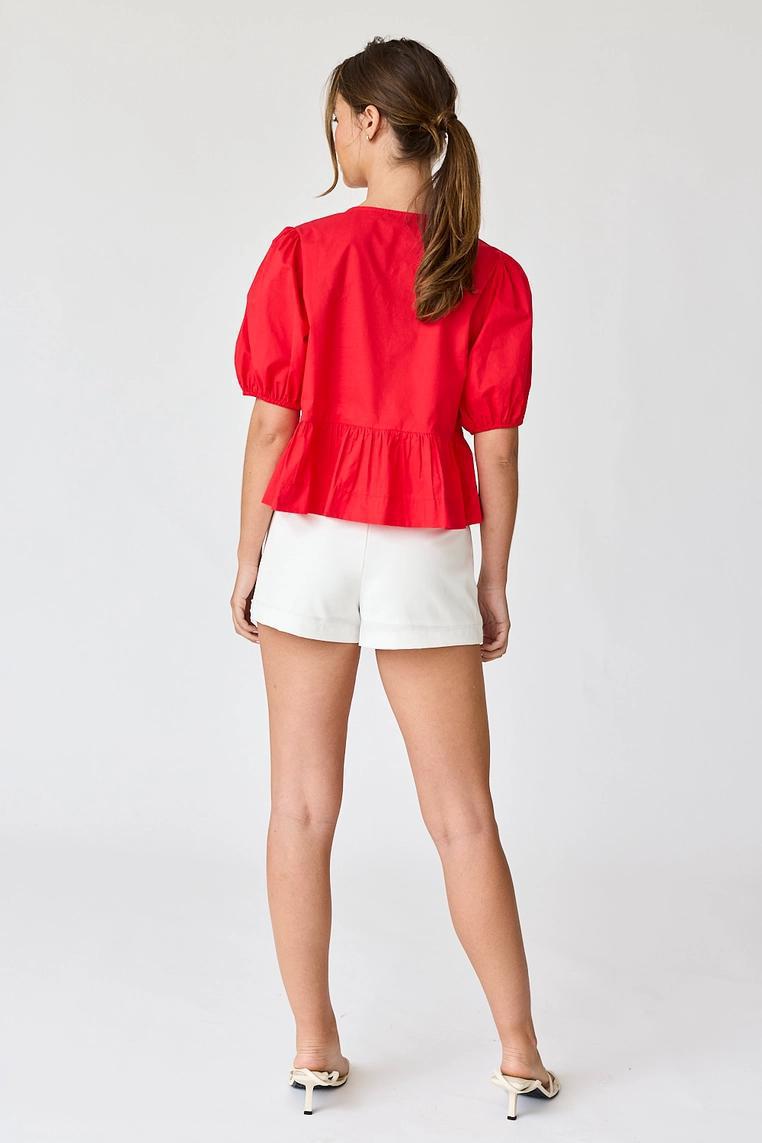 Hailey Bow Tie Detailed Blouse - Red