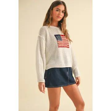 Flag Knitted Sweater Top
