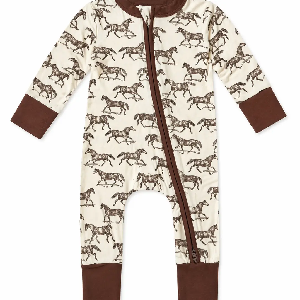 2-Way Zip Romper, Wild Mustang