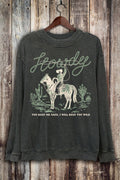 WILD WEST HOWDY COWBOY LONG SLEEVE SWEATSHIRT - MINERAL BLACK