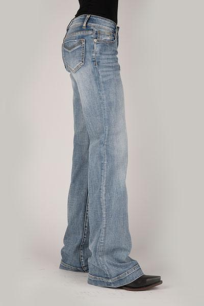 WOMENS JEAN 214 FIT TROUSER STYLE RAW EDGE SEAM ON TOP OF BACK POCKET 11-054-0214-0809 BU