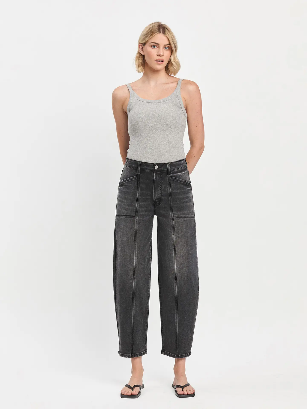 Super High Rise Panel Detail Barrel Jeans | PORTUGAL