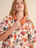 Collared Button Down Floral Mini Dress - IVORY MULTI