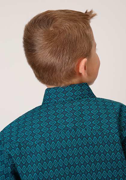 BOYS L/S SHIRT   PERFORMANCE Y/D ALLOVER PRINT -SNAP  1369 DIAMONDS PRINT