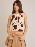 Button Front Sleeveless Sweater Top