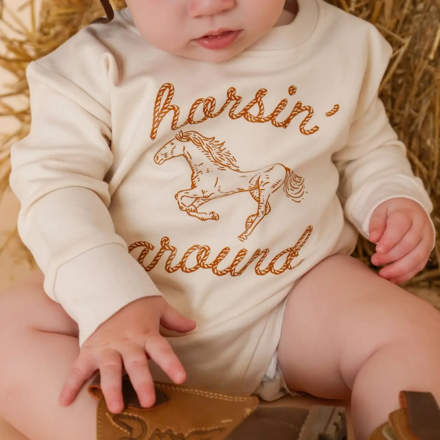Horsin' Around Western Long Sleeve Romper - Boys Clothing