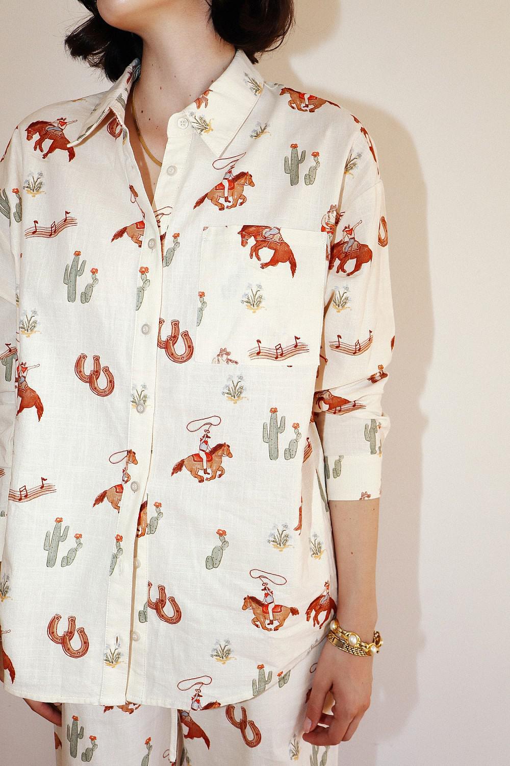 WESTERN PRINT BUTTON-UP TOP