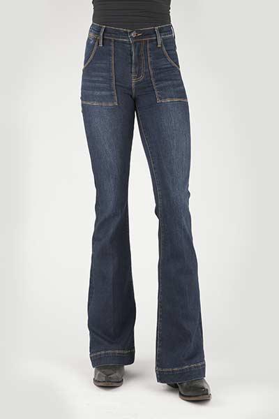 WOMENS JEAN 921 HIGH RISE FLARE FIT PLAIN BACK PKT RECTANGLE FRONT PKTS 11-054-0921-2409 BU