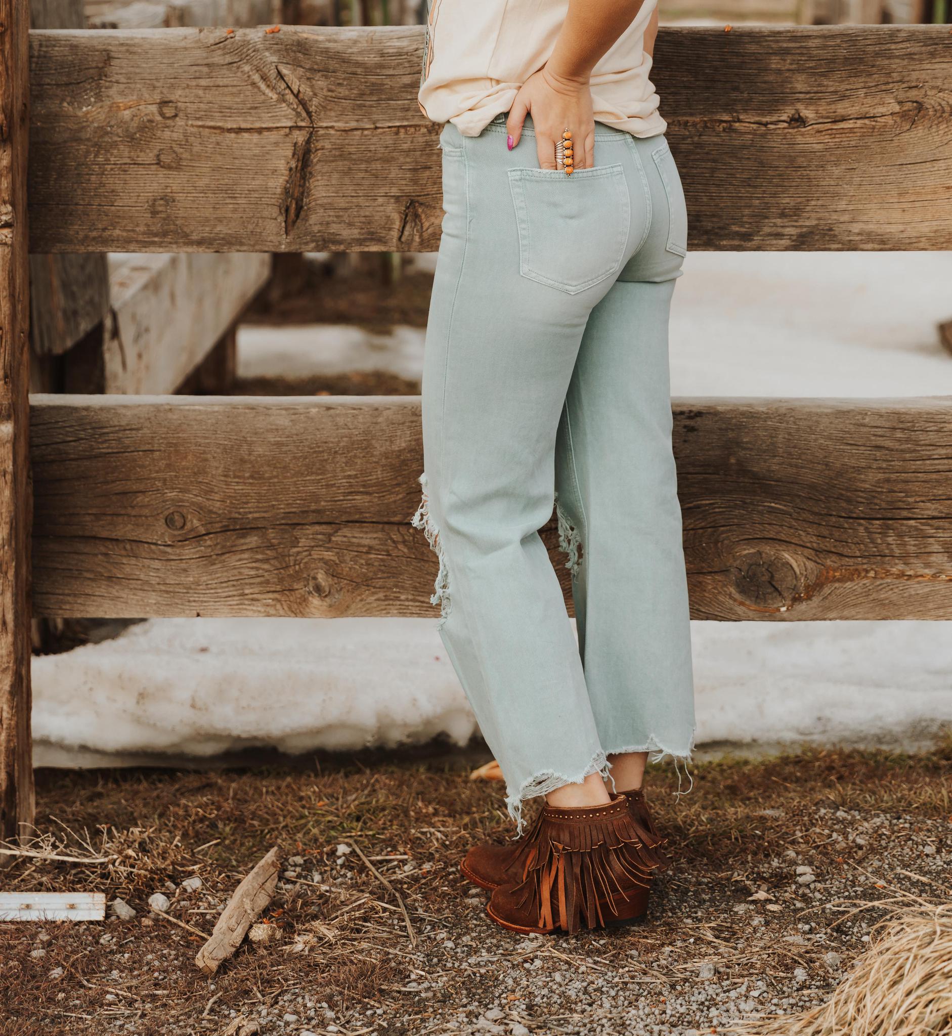 90S VINTAGE CROP FLARE - CLOUD BLUE
