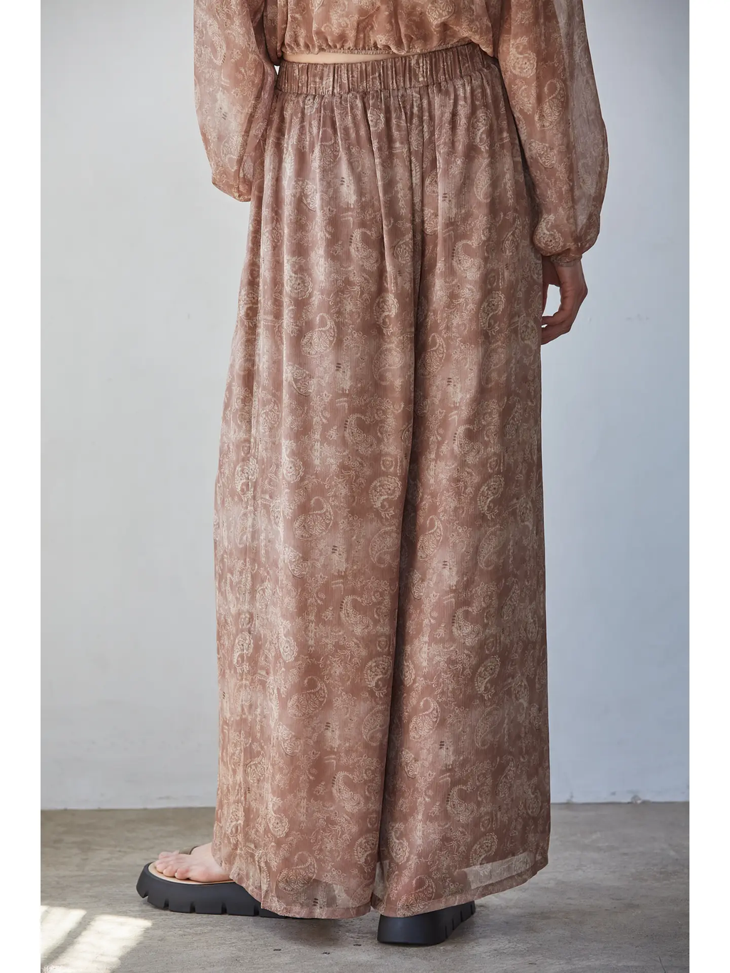 Woven Polyester Wide Leg Printed Pants