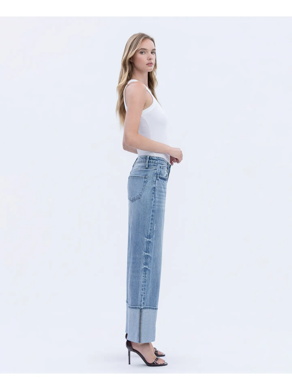 High Rise Cuffed Wide Leg Jeans - VITAL SYMPHONY
