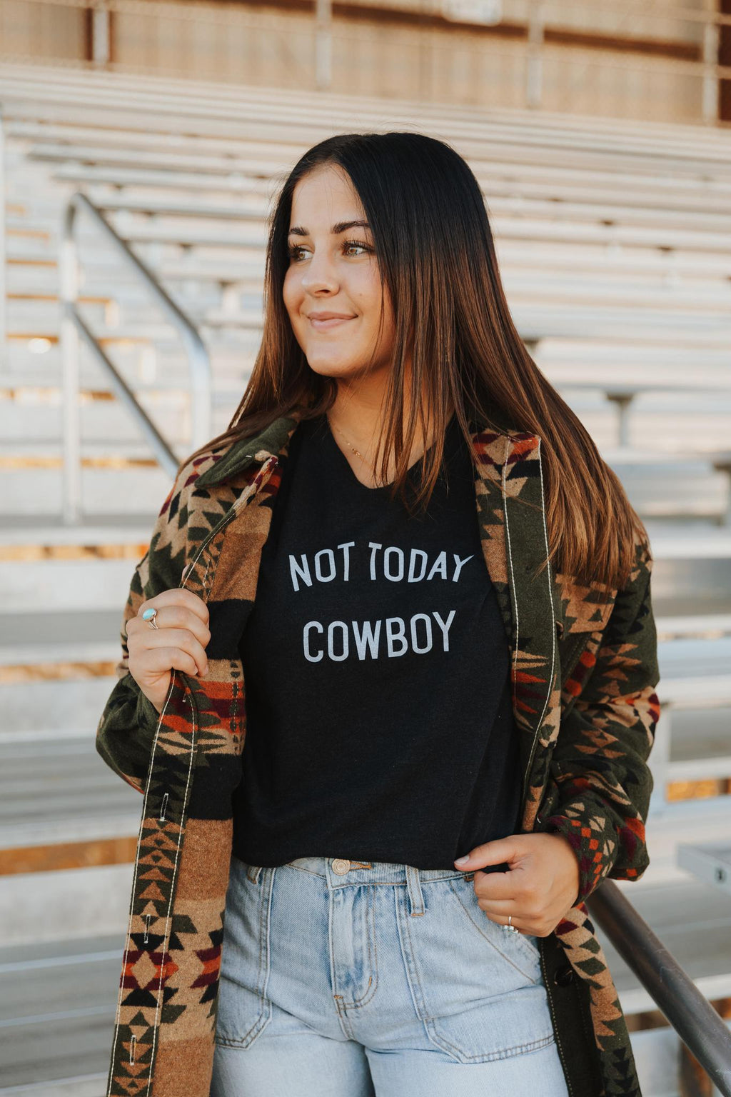 WESTERN AZTEC PRINT COAT - OLIVE