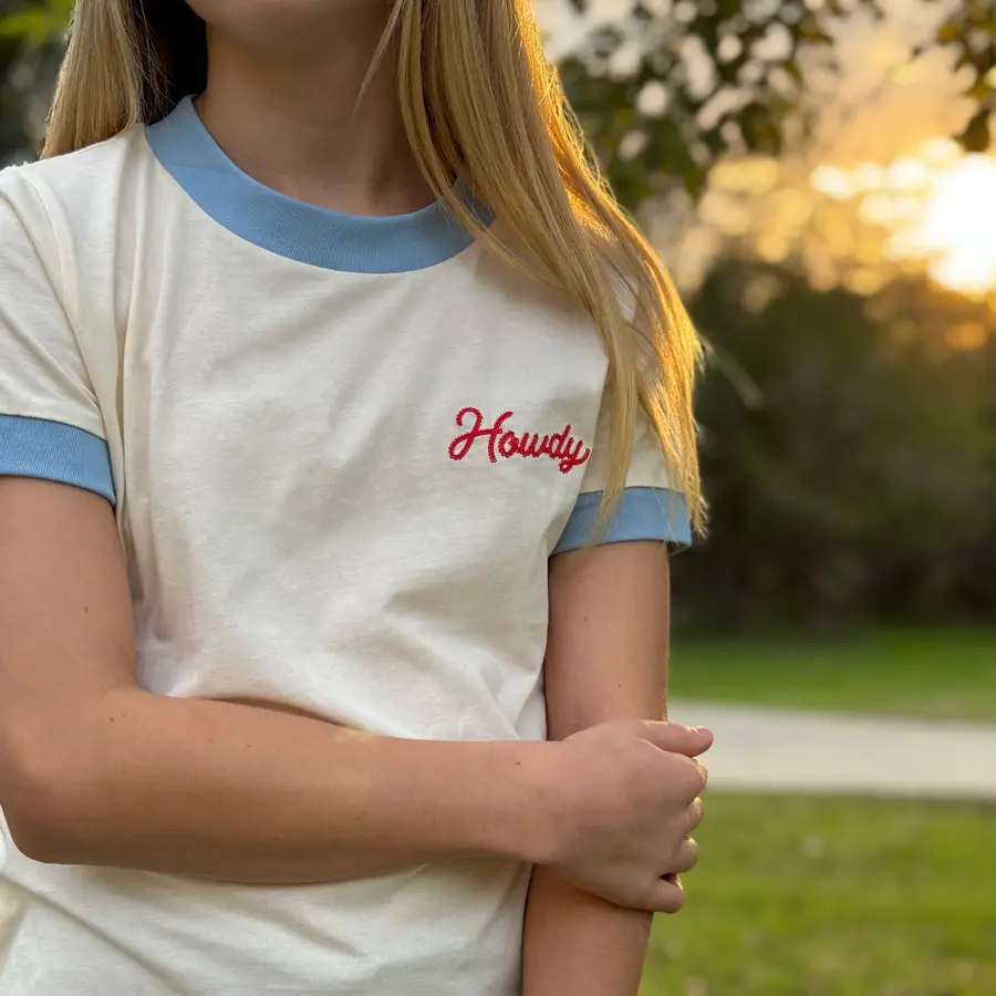 Youth Howdy Tee | Vintage Ringer - Beige