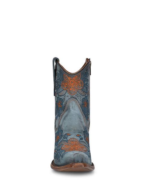 LD BLUE JEAN FLOWERED EMBROIDERY ANKLE BOOT L5874