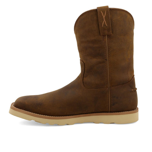 10" Work Pull On Wedge Sole Boot - Distressed Saddle MCBW001