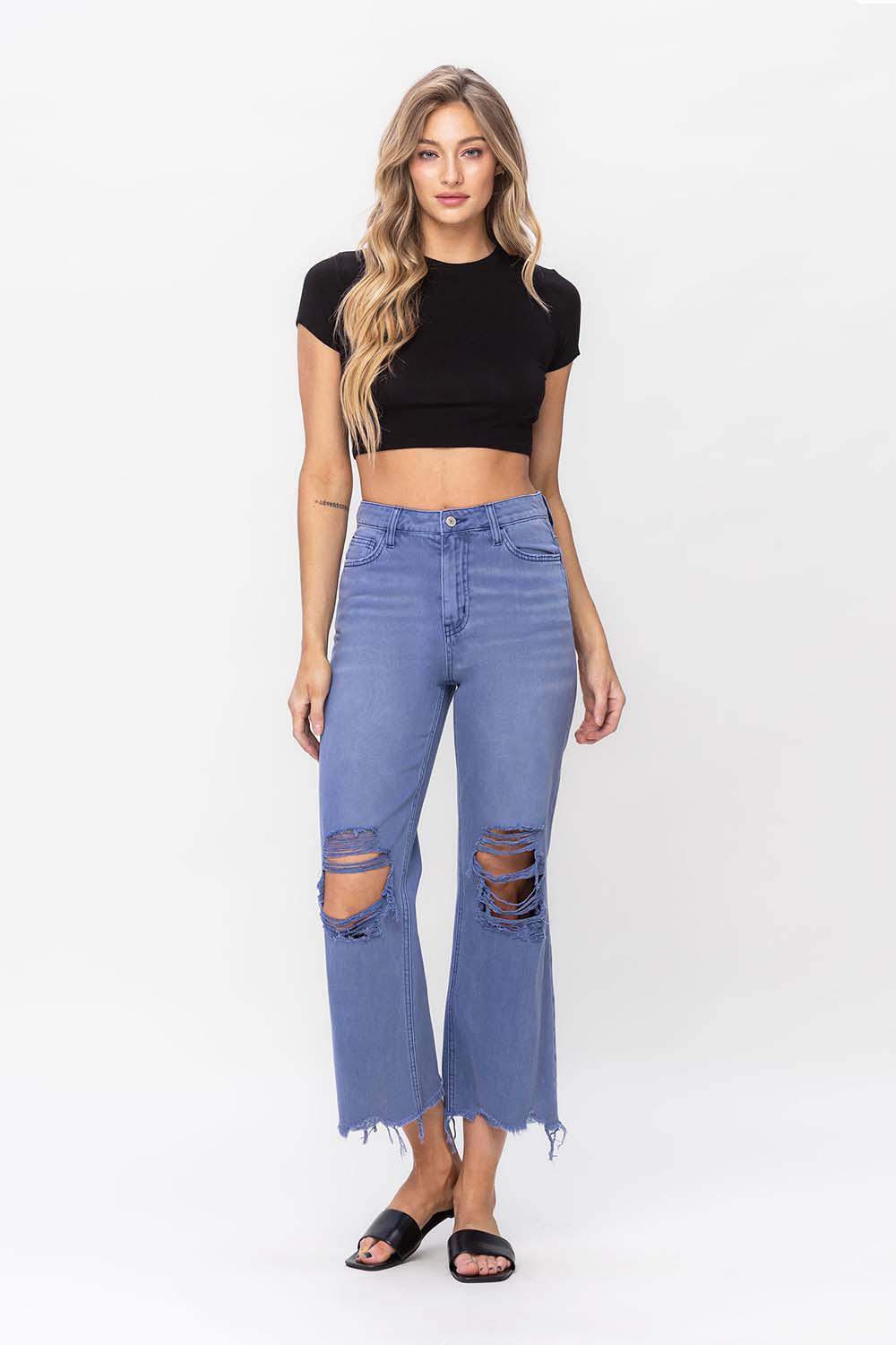 90'S VINTAGE CROP FLARE - INDIGO