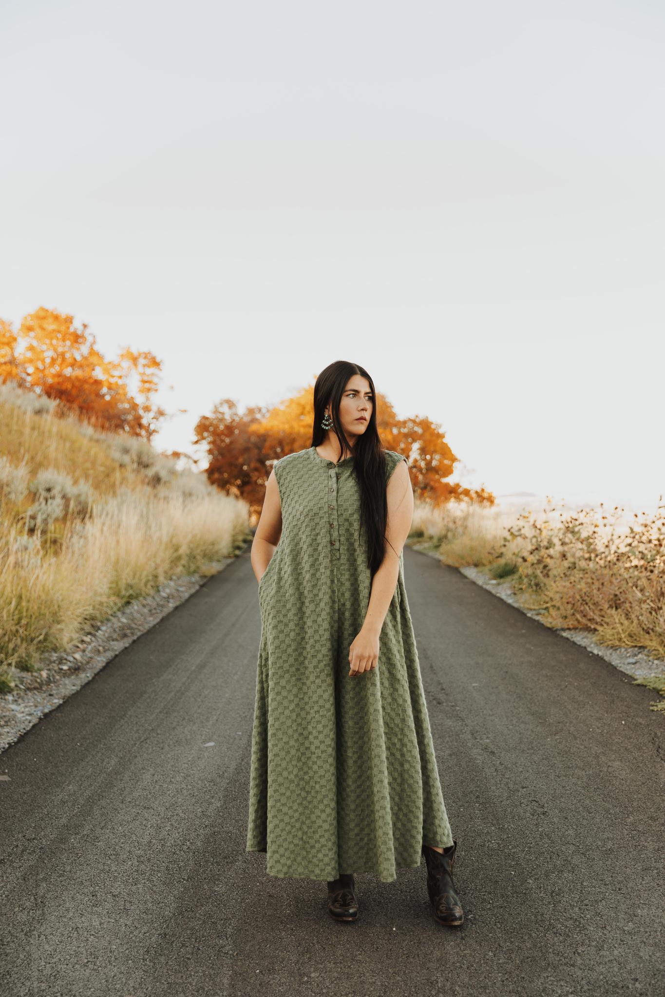 Wide Leg Chess Board Textured Brushed Knit Jumpsuit - Olive