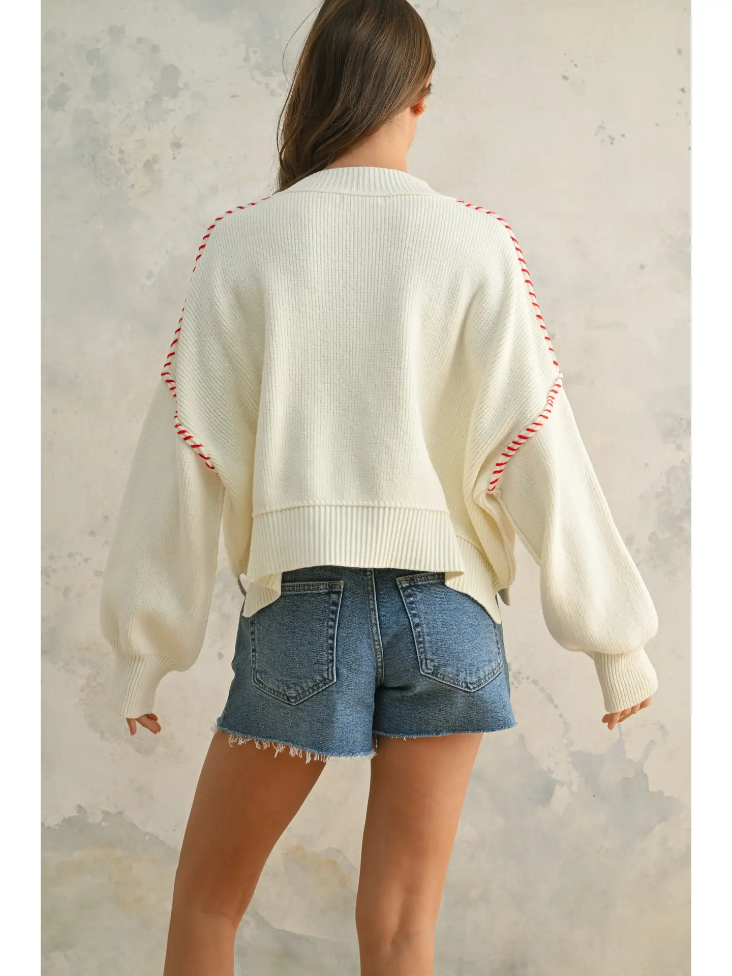 USA Rope Letter Sweater - OFF WHITE
